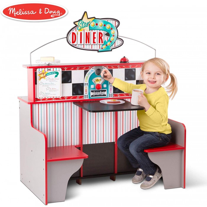 Bucatarie Combo Restaurant star 2 in 1 cu loc de luat masa -  Colt de joaca  Melissa and Doug